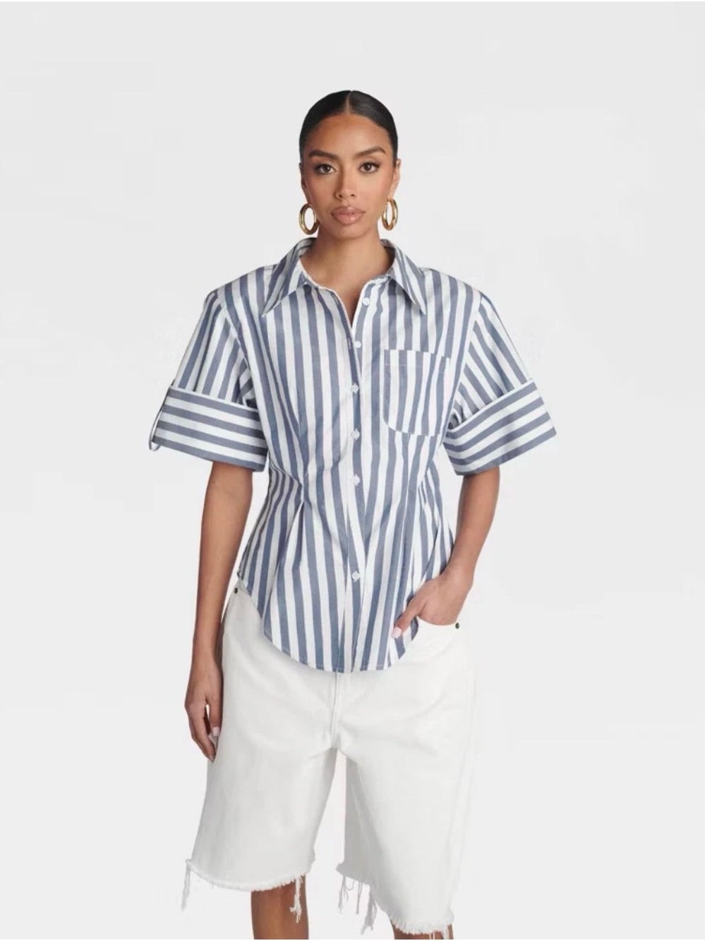 KBB by KAHLANA Short Sleeve' The Hourglass Button-Down Shirt'
